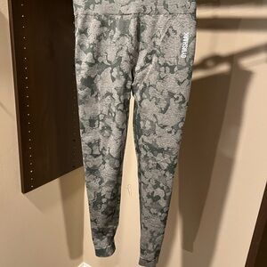 Gymshark Gray Leggings with Cloudy Marbled Design